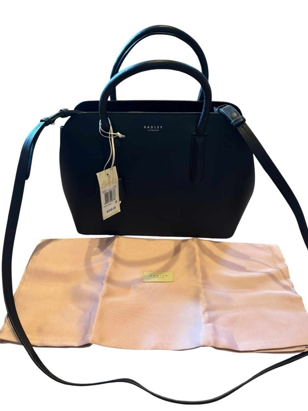 Radley London Black leather liverpool street 2.0 medium ziptop satchel NWT